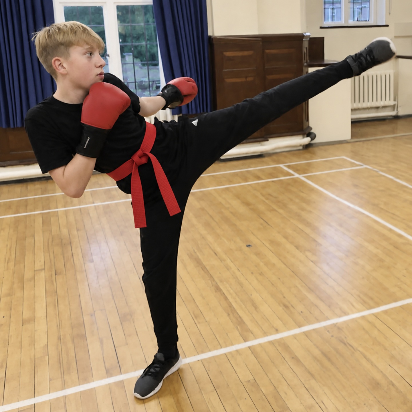 Tiger Strike student performing a high side kick